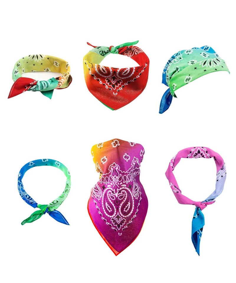 Bycc Bynn 3 Pack 100% Cotton Paisley Pattern Bandanas Face Mask Square Scarf Headwear (S- 3 Pack-Gradient 1) - Image 5